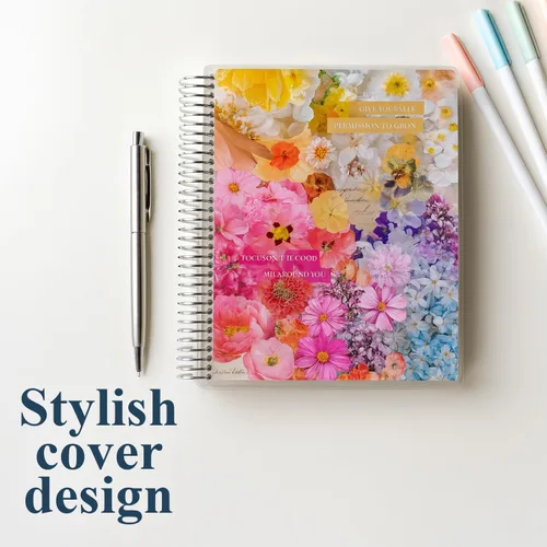 Miniatura 5 de Erin Condren 7x9 Floral Collage Coiled Notebook - dot grid, platinum coil