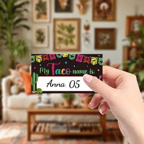 Miniatura 7 de COCHIE Juego de tacos para fiesta, familia, adultos, oficina, grupos grandes, con nombre de taco, decoración de fiesta mexicana con 36 calcomanías