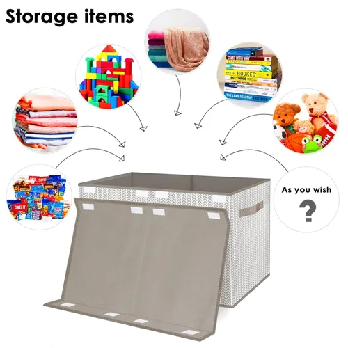 Miniatura 8 de Caja organizadora de juguetes para niños y niñas, contenedor grande de almacenamiento de tela plegable con tapa abatible y asas para ropa, manta
