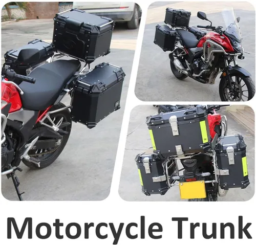 Miniatura 8 de Maletas laterales para motocicleta, 38L de motocicleta de lado duro, alforjas para maletero Tour, maletín lateral negro/plateado