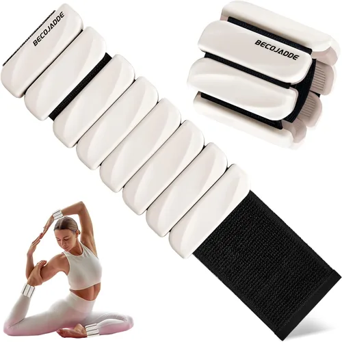 Miniatura 10 de BECOJADDE Juego de 2 pesas para tobillo (1 libra/2 libras cada una) para mujeres y hombres, pulsera ajustable para muñeca para gimnasio en casa