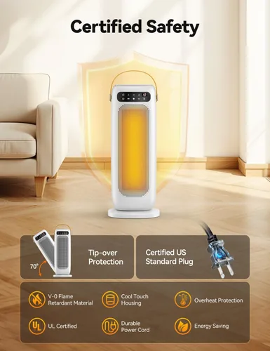 Miniatura 7 de Calentador de espacio, calentadores eléctricos de cerámica PTC de 1500 W para uso en interiores con control remoto, calentador de habitación de 4