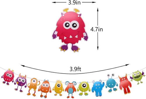 Miniatura 2 de Cartel de Little Monster para decoración de fiesta de cumpleaños con temática de monstruo, suministros de fiesta de baby shower, guirnalda