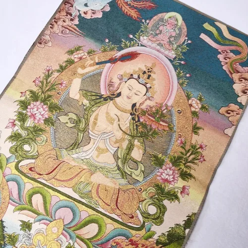 Miniatura 3 de Tela tibetana de seda de 36 pulgadas, bordado tibetano, budismo de seda, manjusri, bodhisattva, fénix, tangka, thangka, fengshui, para colgar