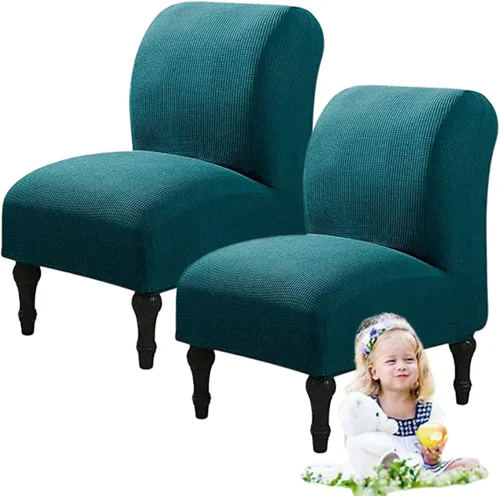 Miniatura 76 de Fundas elásticas para silla sin brazos, extraíbles y lavables, de elastano jacquard sin reposabrazos, protector de muebles para sala de estar, Verde