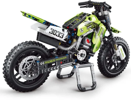 Miniatura 7 de Mesiondy Kit de bloques de construcción de juguete para motocicleta, conjuntos de ladrillos STEM, juguetes para niños y adultos, construye una Verde