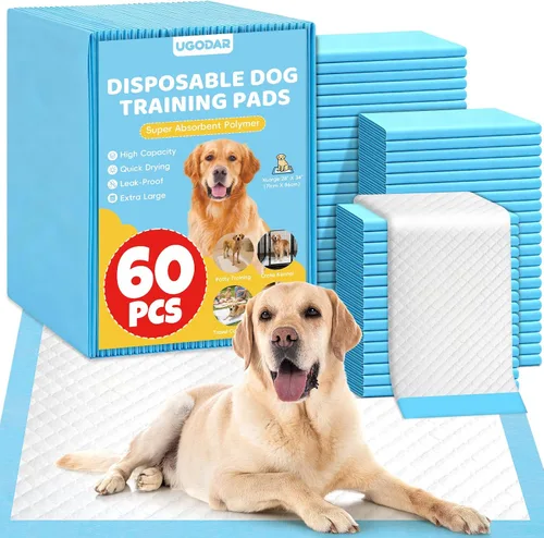 Paquete de 60 almohadillas extra grandes para orina de perro de 34 x 28 pulgadas, superabsorbentes, a prueba de fugas, secado rápido, almohadillas