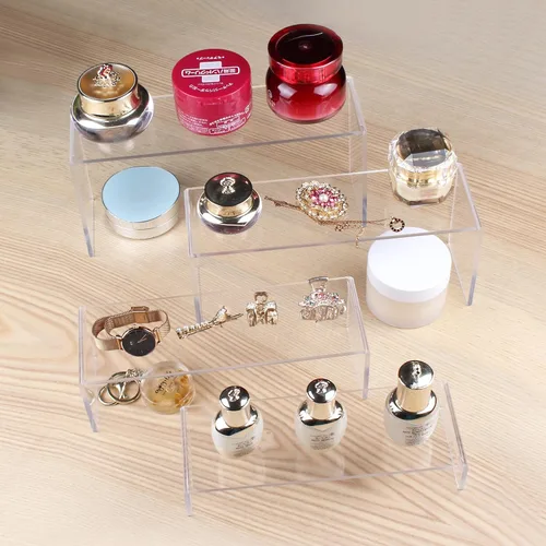 Miniatura 8 de ELEGANTLIFE Estante de exhibición de acrílico de 3 niveles para figuras Amiibo Funko POP, organizador de perfumes y colonias, soporte para postres
