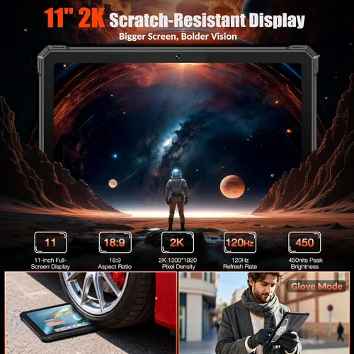 Miniatura 2 de WT1 Pro 2026 5G Tablet resistente Android 15, 2K 11" 120Hz 33W 20080mAh tableta impermeable, 32GB+256GB/2TB Tabletas al aire libre, 64MP+16MP+20MP
