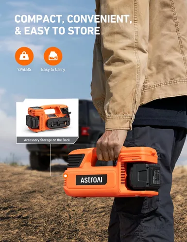 Miniatura 6 de AstroAI TC4 - Inflador de neumáticos con compresor de aire portátil, bomba de aire inalámbrica de 470 W 18 V para neumáticos de camión con batería