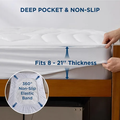 Miniatura 59 de Bedsure Protector de colchón beige individual XL – Cubrecolchón suave para dormitorio universitario, protector de cama individual extra largo