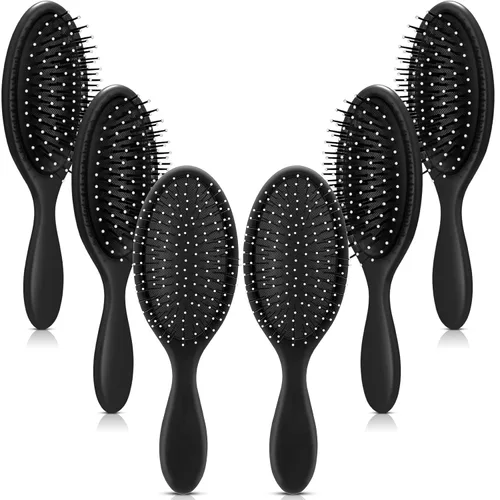 Nuenen 6 piezas de cepillo desenredante húmedo para cabello seco, cepillo desenredante con cerdas suaves para mujeres, hombres, niñas y niños (negro)