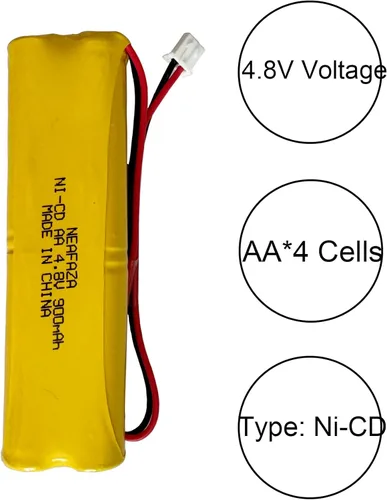 Miniatura 3 de D-AA650Bx4 Ni-CD 4.8V 900mAh Señal de salida Batería de iluminación de emergencia compatible con Unitech Dual-Lite 0120859 Ni-CD AA 650mAh E1021R