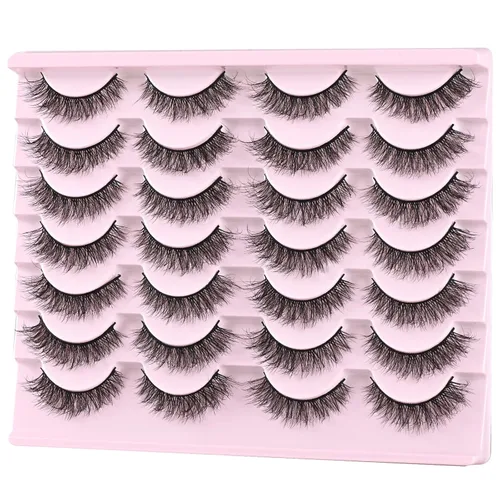 Miniatura 3 de FARRED Pestañas cortas naturales de visón, paquete de 14 pares de pestañas postizas de aspecto natural, esponjosas, pestañas postizas pequeñas