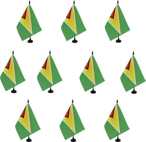 Miniatura 73 de Bandera de mesa de Anguila de 4 x 6 pulgadas, bandera de escritorio británica de Anguila, 5.9 x 3.9 in, palo y base de plástico negro AZ FLAG