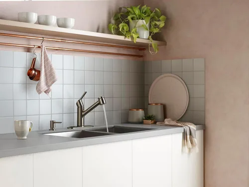 Miniatura 6 de Moen Sombra Spot Resist 87701SRS - Grifo de cocina con rociador extraíble de una sola manija de acero inoxidable con dispensador de jabón y limpieza