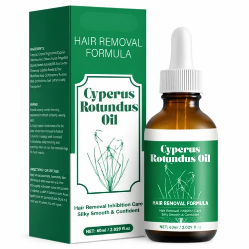 Cyperus Rotundus Hair Removal Oil 60ml Natural Hair Growth Inhibitor for Women & Men, Body Hair Reduction Treatment with Jojoba Oil, Aloe Vera &