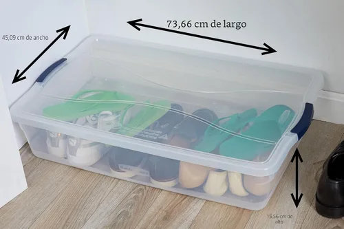 Miniatura 3 de Rubbermaid Cleverstore - Paquete de 4 recipientes de plástico apilables de 41 cuartos con tapas de cierre duraderas, organización visible, aula