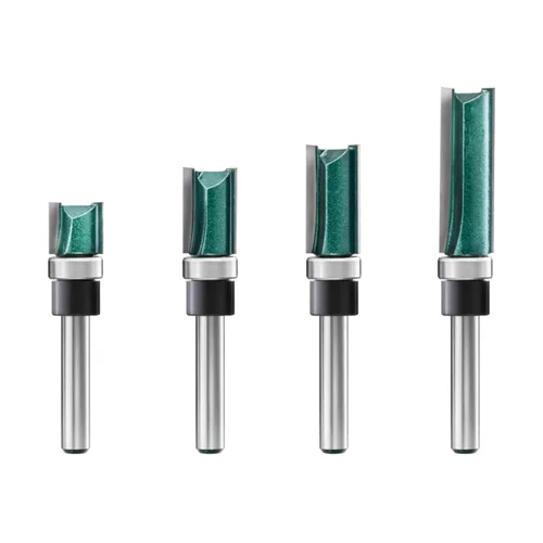 Brocas de enrutador de corte al ras con patrón de vástago de 1/4, juego de brocas de enrutador con patrón de rodamientos inferiores, brocas de