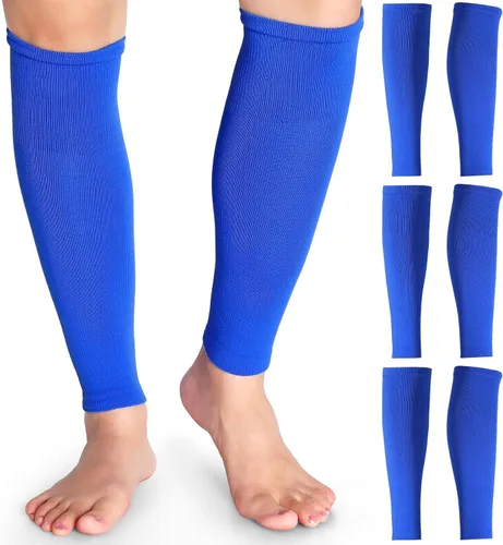 Miniatura 7 de Panitay 4 pares de mangas de pierna para acompañar calcetines de compresión de pantorrilla para fútbol, fútbol, baloncesto, combina con tu