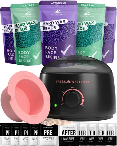 Miniatura 19 de Kit de depilación Tress Wellness para piel sensible, seguro para cara y piel, spray de preparación y cuidado posterior, fácil de usar, kit para uso