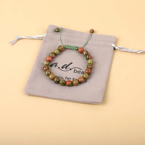 Miniatura 100 de AD Beads Pulseras de piedras preciosas unisex de 0.315 pulgadas (0.315 in), macramé curativo ajustable de 7 a 9 pulgadas Usa esta pulsera