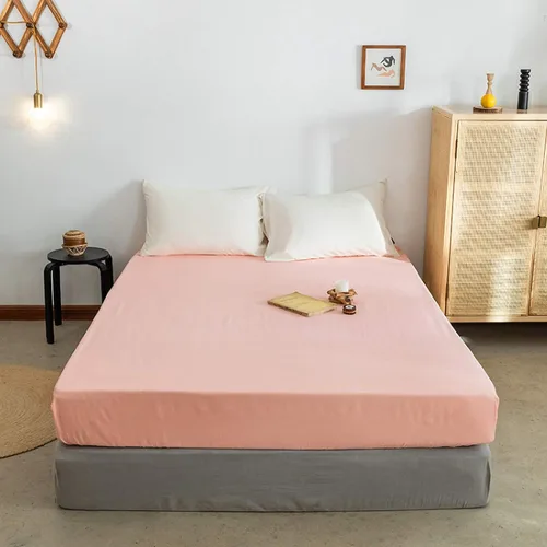 Miniatura 13 de FCLDESHOP Sábana bajera ajustable de algodón suave de color liso, protector de colchón antideslizante para habitación de huéspedes de hotel