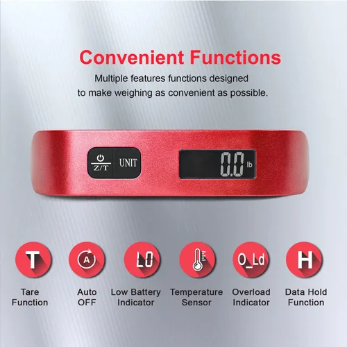 Miniatura 2 de Travel Inspira Báscula digital de equipaje con pantalla LCD de alerta de sobrepeso, 110 libras 110.2lbs de acero inoxidable