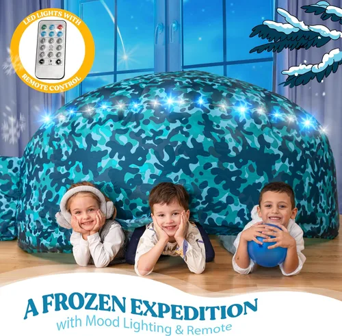Miniatura 6 de W&O Aerodome Arctic Camo con luces LED y sonido, se infla en segundos para niños de 3 a 12 años (ventilador no incluido)