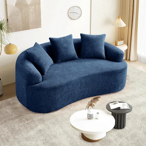 Miniatura 19 de Sofá modular curvado de 110 pulgadas para sala de estar, moderno sofá modular de felpa de felpa de gran tamaño con asiento profundo comprimido sin