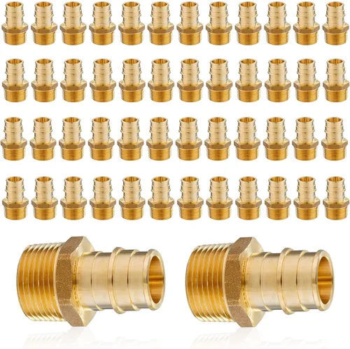 Miniatura 13 de Paquete de 5 accesorios de expansión Seelink PEX-A, adaptador NPT roscado macho de 1/2 x 3/4 pulgadas, accesorio de tubería de expansión de latón