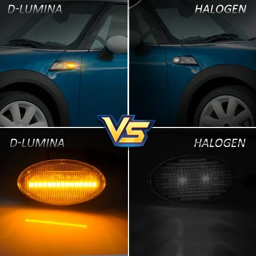 Miniatura 3 de D-Lumina Luces LED Secuenciales de Marcador Lateral Señal de Giro Conjunto de Lámpara Intermitente Lente Transparente para MINI Cooper R50 R52 R53