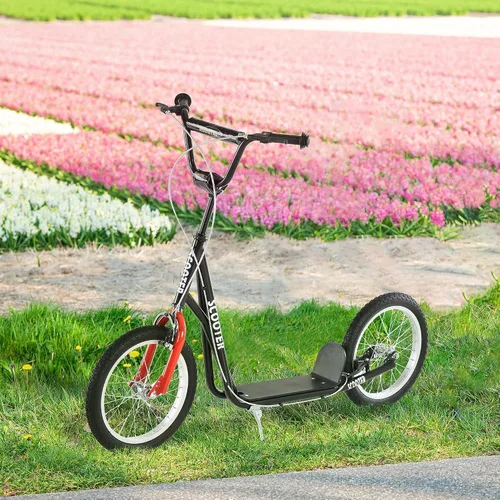 Miniatura 2 de Aosom Patinete para jóvenes, patinete para niños de 5 años en adelante, carga máxima 100 kg, con manillar ajustable, ruedas inflables de 16", frenos