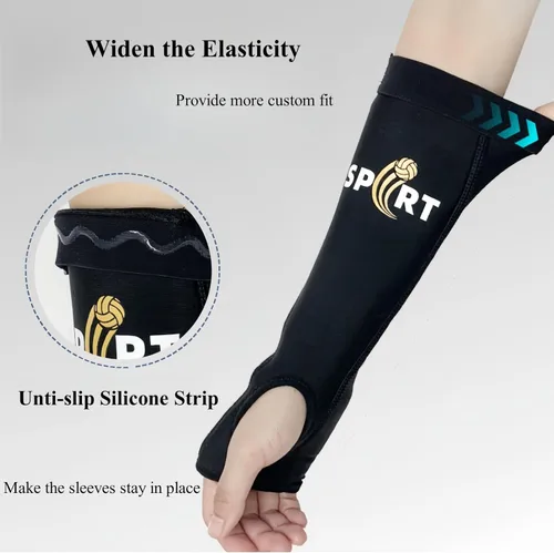 Miniatura 4 de Mangas de brazo de voleibol con almohadilla de antebrazo y orificio para el pulgar, funda para antebrazo para proteger el golpe de pelota, picadura