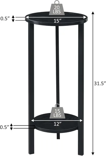 Miniatura 3 de Convenience Concepts Graystone - Soporte para plantas de 2 niveles de alto de 31 pulgadas, soporte industrial para plantas, jarrones y antigüedades