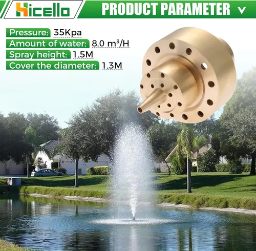 Miniatura 4 de Boquilla de fuente de latón de 1 pulgada (G1/DN25) – Altura de pulverización 1.5 M, cobertura 1.3 M, para estanque de jardín y características