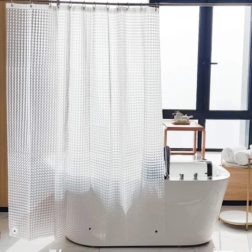 Miniatura 14 de NTBAY - Cortina de ducha transparente de etilvinilacetato, repelente al agua, para cabina de ducha de baño, tejido gofre a cuadros, 72 x 72 pulgadas