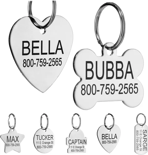 Miniatura 9 de Providence Engraving - Etiquetas de identificación de acero inoxidable con grabado personalizado para mascotas. Etiquetas en tamaño pequeño