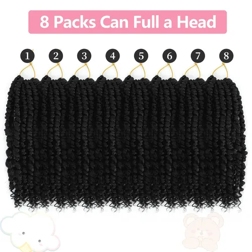 Miniatura 4 de Fulcrum Cabello Passion Twist de 10 pulgadas, 8 paquetes de cabello de ganchillo Passion Twist para mujeres negras, cabello pretrenzado de ganchillo