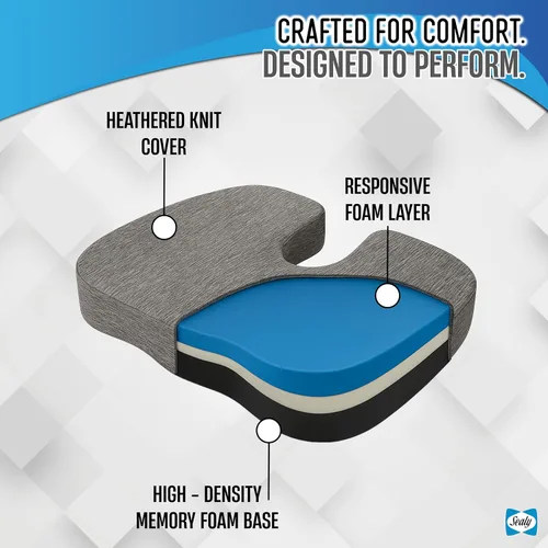 Miniatura 3 de Sealy Cojín de asiento de espuma viscoelástica para sillas de automóvil y oficina, alivio del dolor de coxis, soporte de postura y comodidad
