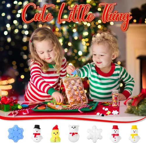 Miniatura 5 de Syhood 70 piezas de juguetes de invierno para el estrés, muñeco de nieve, regalos de fiesta de Navidad, alivio del estrés, mini juguetes