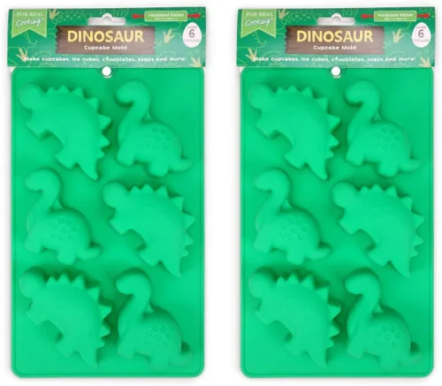 Handstand Kitchen Dinosaur Buddies T-Rex y Stegasaurus - Molde de silicona para magdalenas (2 unidades)