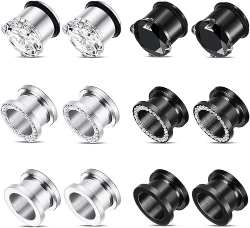 Miniatura 2 de Longbeauty - Dilatadores para orejas de acero inoxidable 12