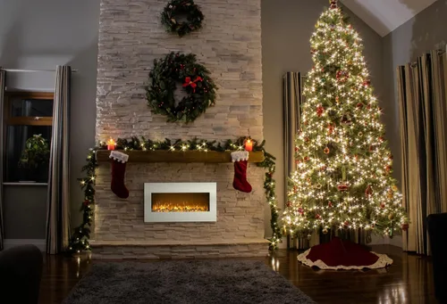 Miniatura 4 de Northwest Chimenea eléctrica montada en la pared de 36 pulgadas, llama LED de 10 colores y 3 fondos multimedia con brillo ajustable y control remoto