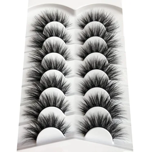 Miniatura 664 de Pooplunch - Pestañas postizas finas de visón sintético, estilo ojo de gato, naturales, cruzadas, tipo racimo, efecto 8D de volumen, tiras