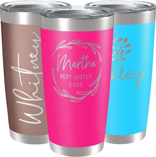 Miniatura 18 de Vasos personalizados, vaso de acero inoxidable de 20 onzas con tapa 13 diseños diferentes Tazas personalizadas de pared doble aisladas para café