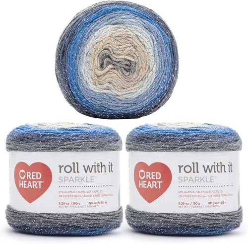 Miniatura 15 de Red Heart Roll with It Sparkle - Hilo de amatista – Paquete de 3 unidades de 5.29 oz/5.3 onzas, mezcla acrílica, 4 medianos (peinado), 561 yardas