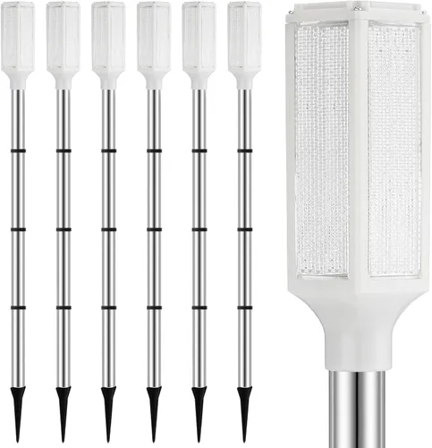 Miniatura 10 de Macarrie 6 marcadores de entrada alimentados por energía solar, luces reflectoras para paisaje, entrada de vehículos, reflectores en postes