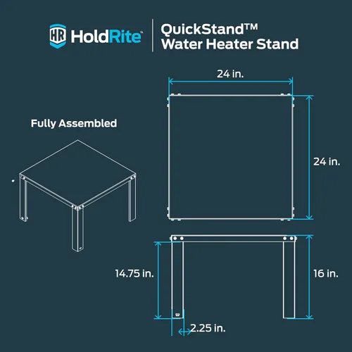 Miniatura 6 de Holdrite Soporte para calentador de agua QuickStand de 24 pulgadas, hasta 100 galones, sin ensamblar, 40-S-24-U