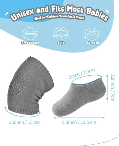 Miniatura 5 de BOSONER Calcetines antideslizantes para bebés, niños y niñas, el mejor regalo para bebés, rodilleras unisex para bebés y niños pequeños